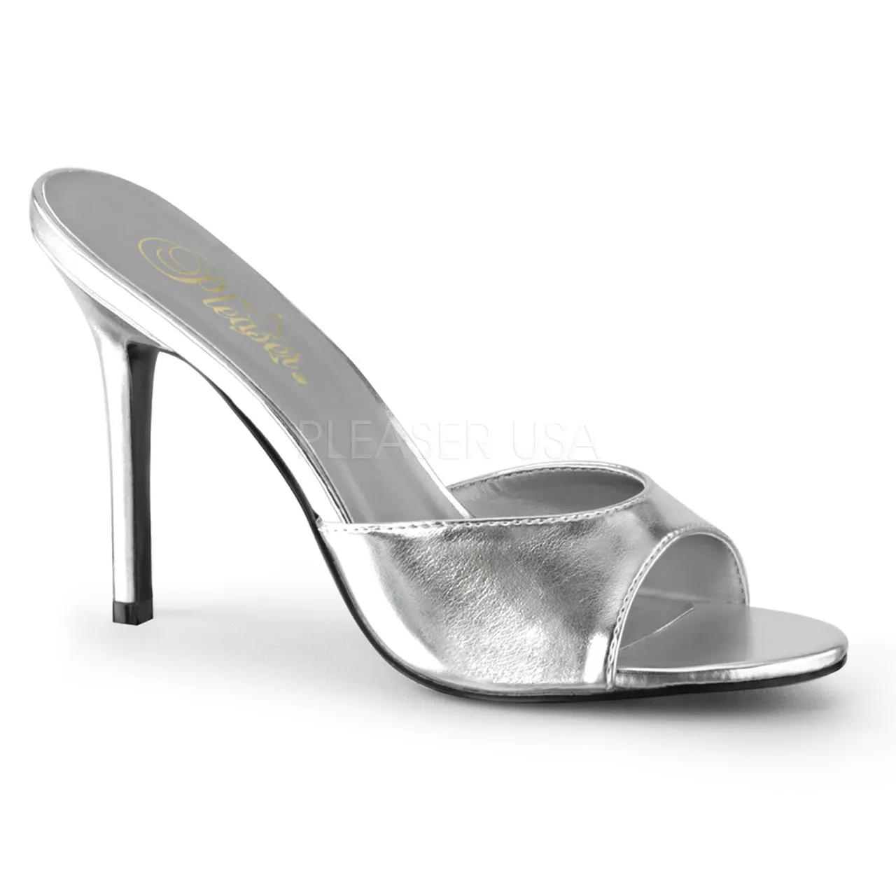 4" Heel Peep Toe Slide - Silver*