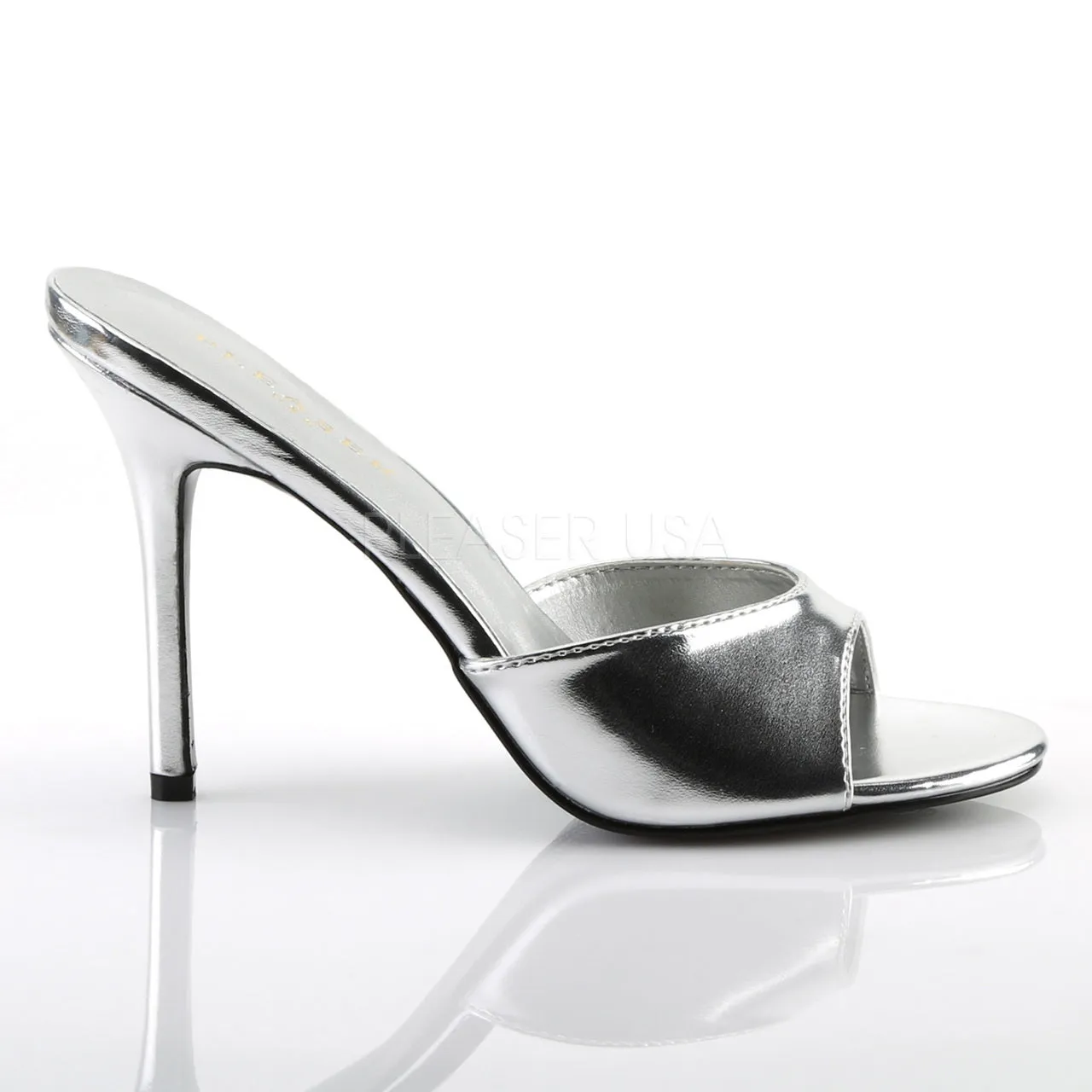 4" Heel Peep Toe Slide - Silver*