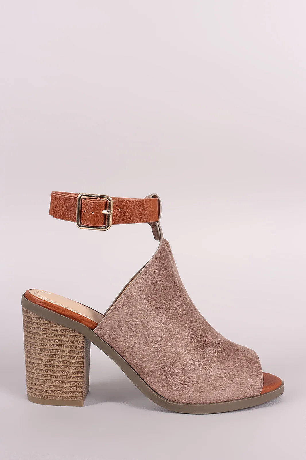 Ankle Strap Mule Peep Toe Booties