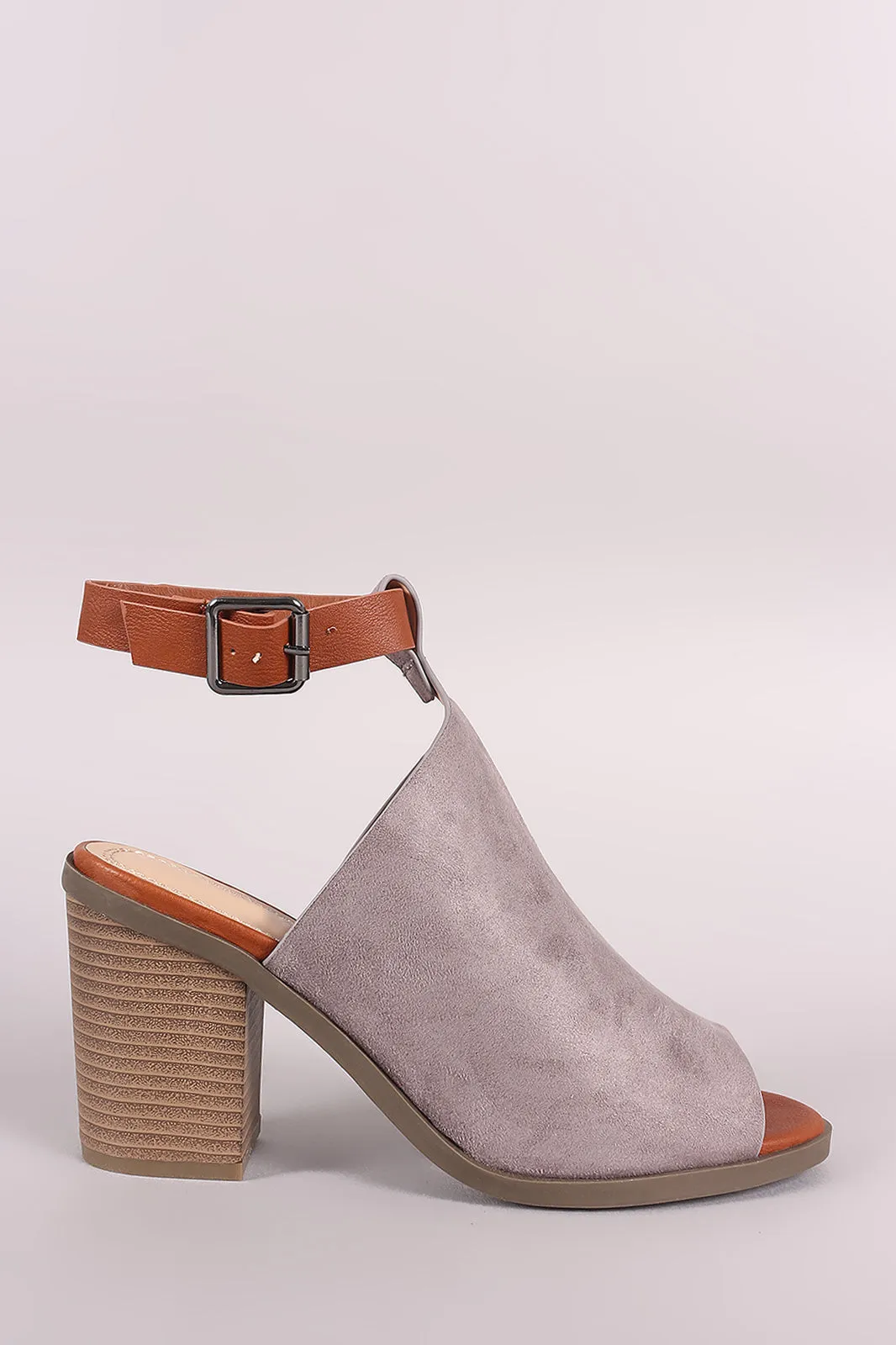 Ankle Strap Mule Peep Toe Booties