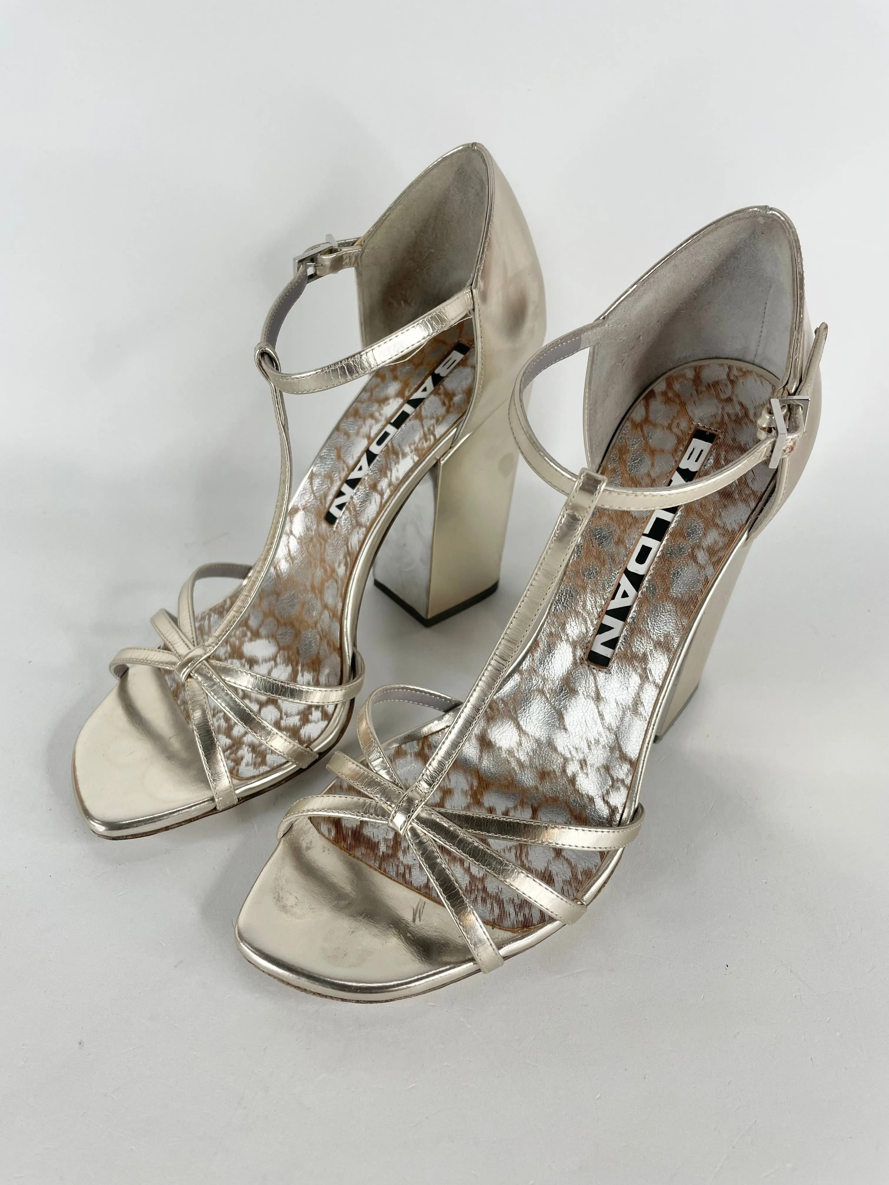 Baldan Metallic Ivory 'Leonardo Da Vin' Sandal Heel - EU37.5