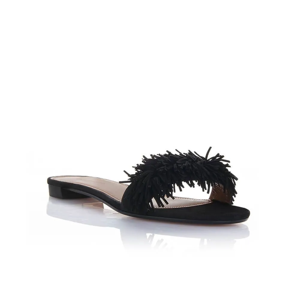 Beach Fringe Open Toe Plain Flat Sandals