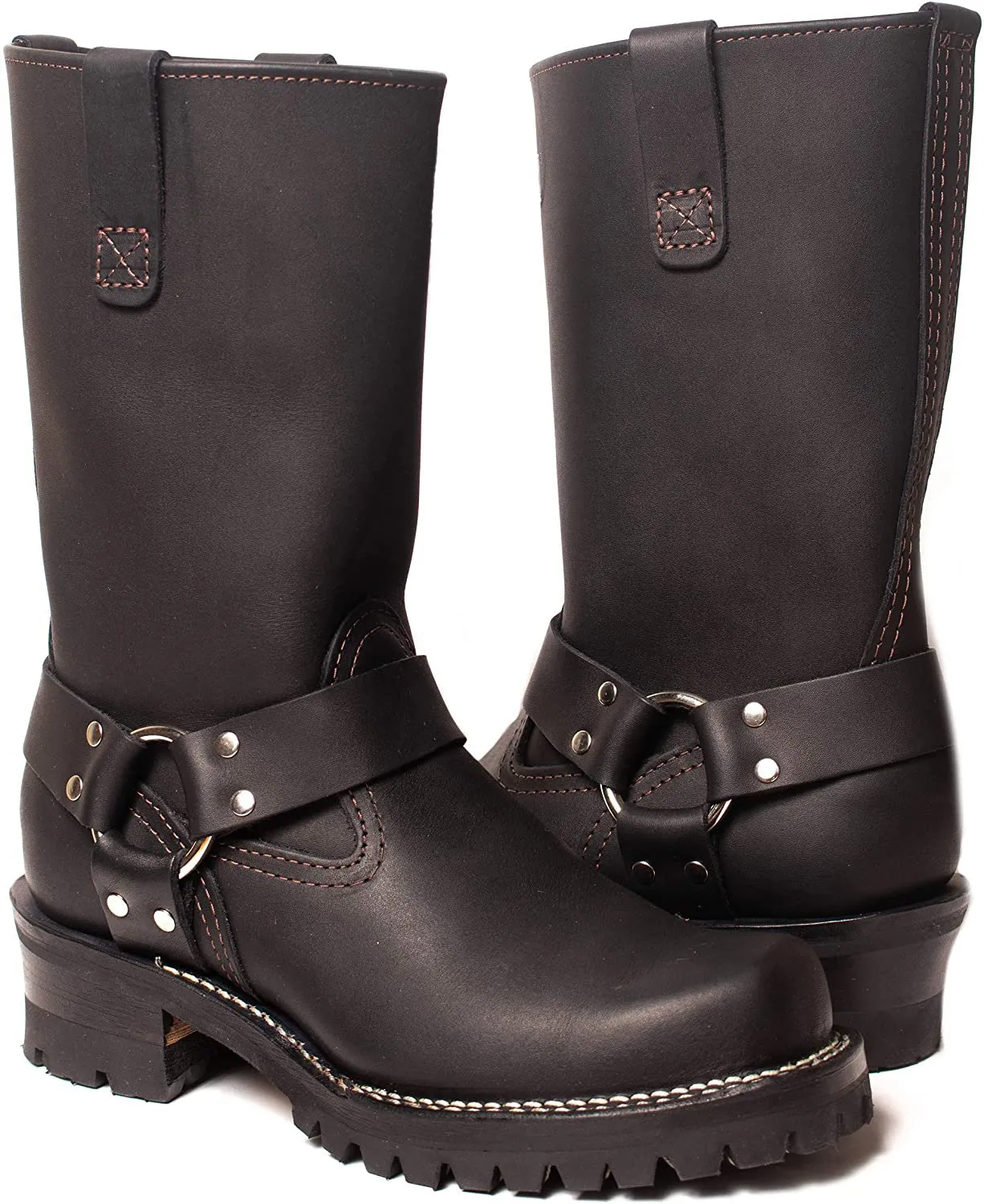 Black Leather Harness Boots