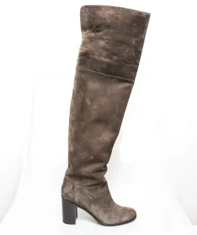 Chanel Grey Suede Knee High boots size 40- ASC1128