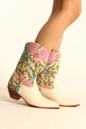 EMBROIDERED WESTERN FABRIC BOOTS WANISA