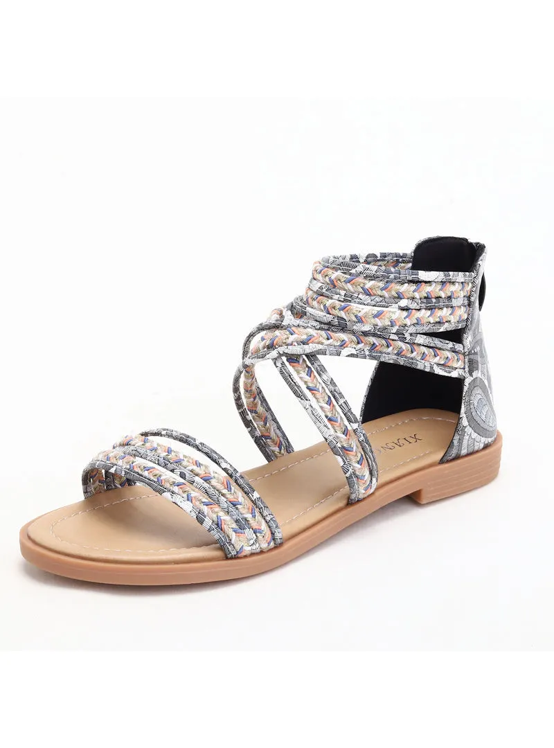 Flat-bottomed Cross-band Bohemian Beach Sandals