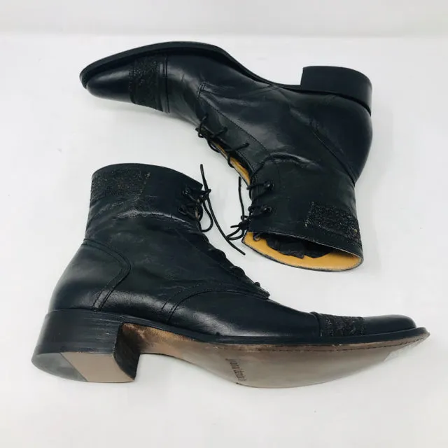 Gianni Barbato 37 Black Leather Ankle Lace Up Boots 2400-516-12820