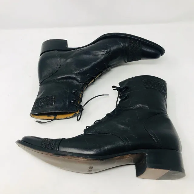 Gianni Barbato 37 Black Leather Ankle Lace Up Boots 2400-516-12820