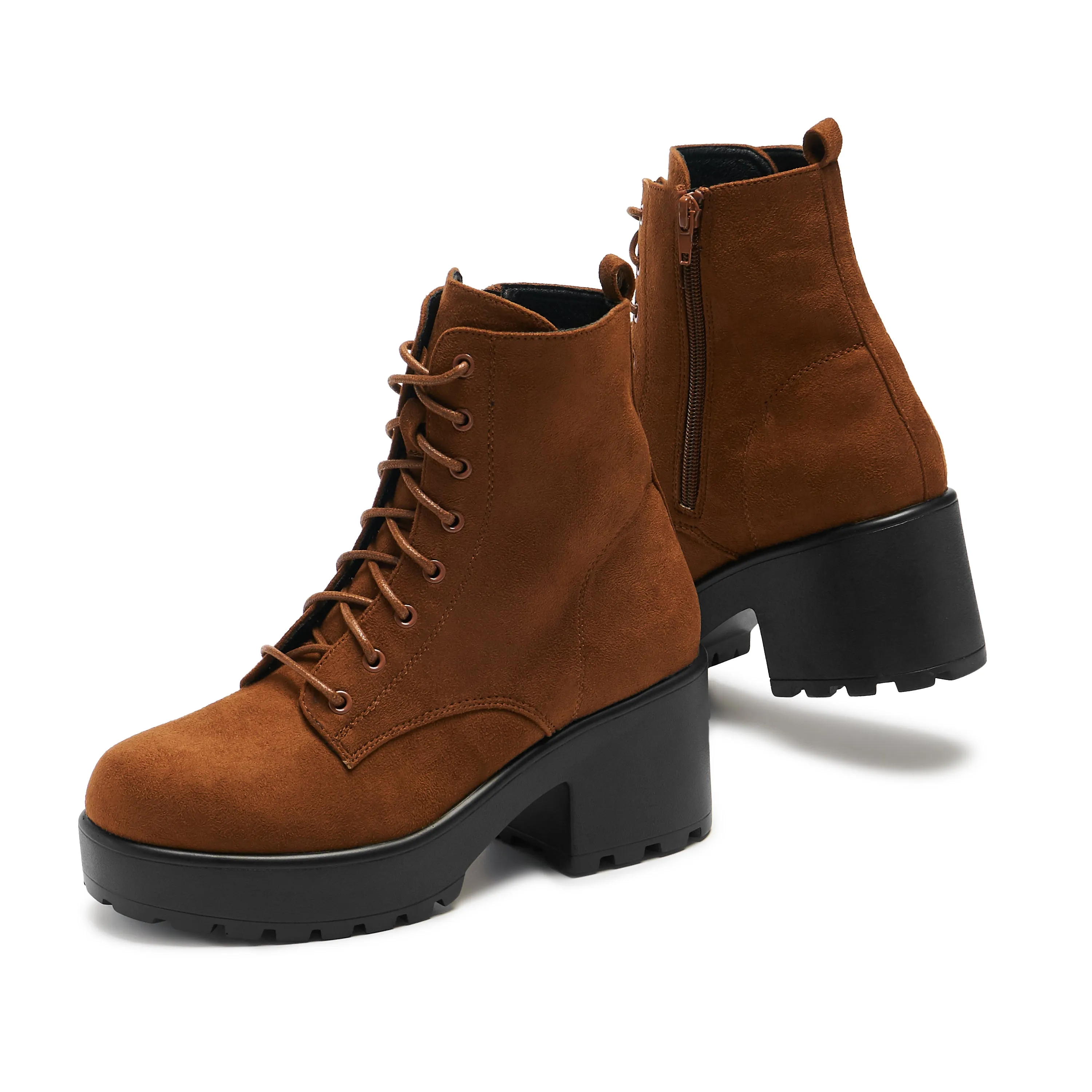 Gin Silt Brown Suede Platform Military Boots