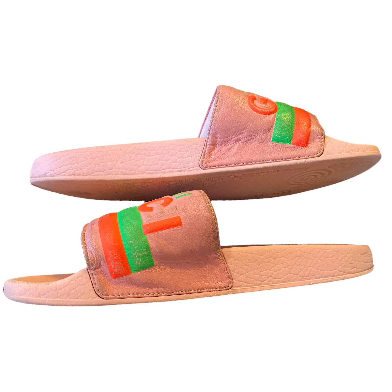 Gucci Limited Edition Authentic Neon Pink Pool Beach Slides Size 6