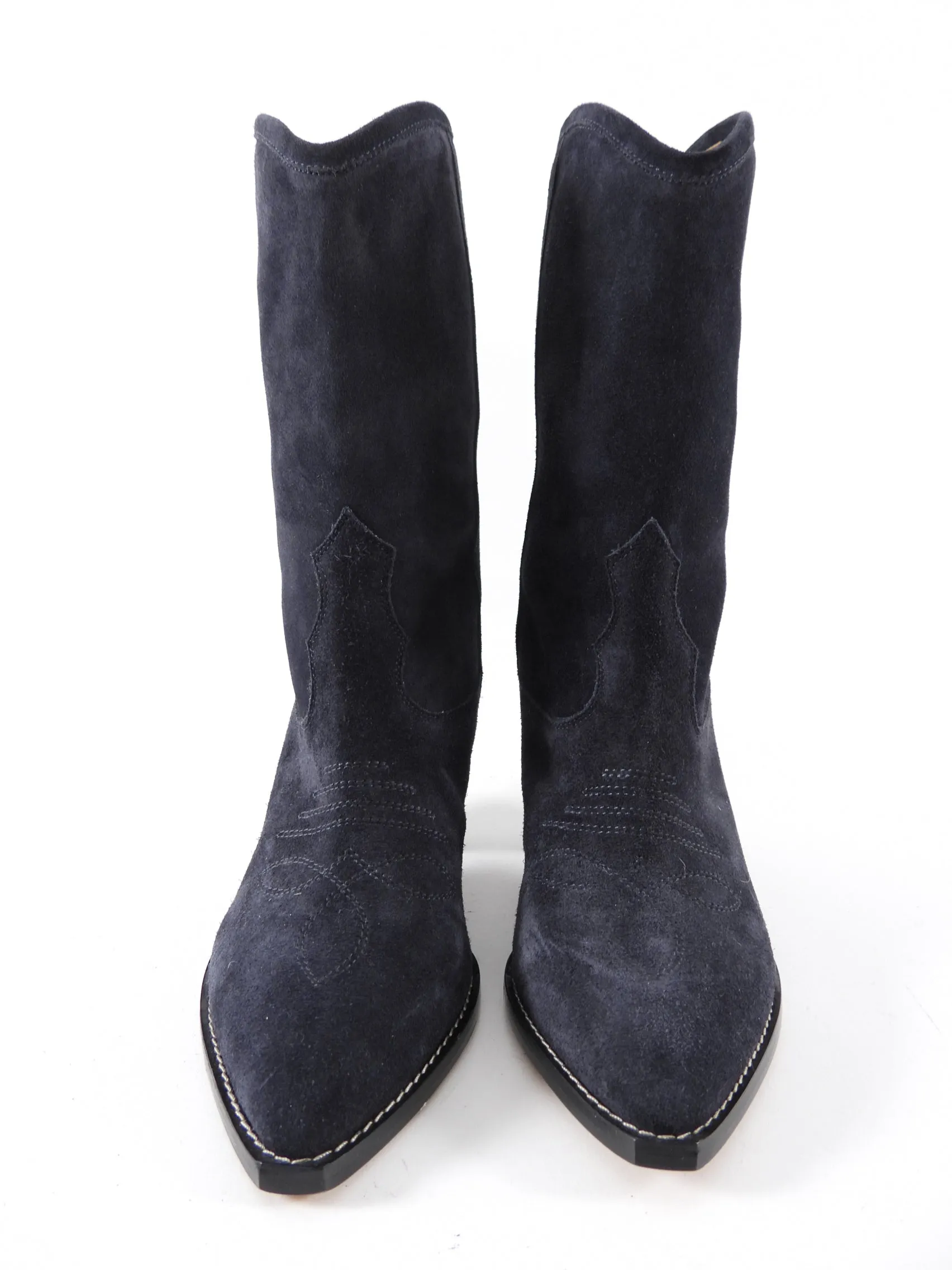 Isabel Marant Navy Suede Suede Cowboy Boots - 37