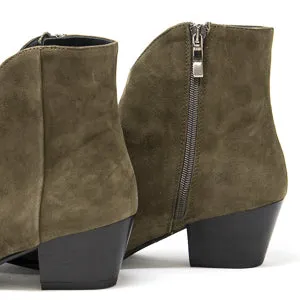 Jane Galland Military Khaki Suede Ankle Boots