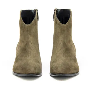 Jane Galland Military Khaki Suede Ankle Boots