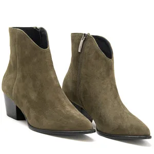 Jane Galland Military Khaki Suede Ankle Boots