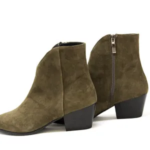 Jane Galland Military Khaki Suede Ankle Boots