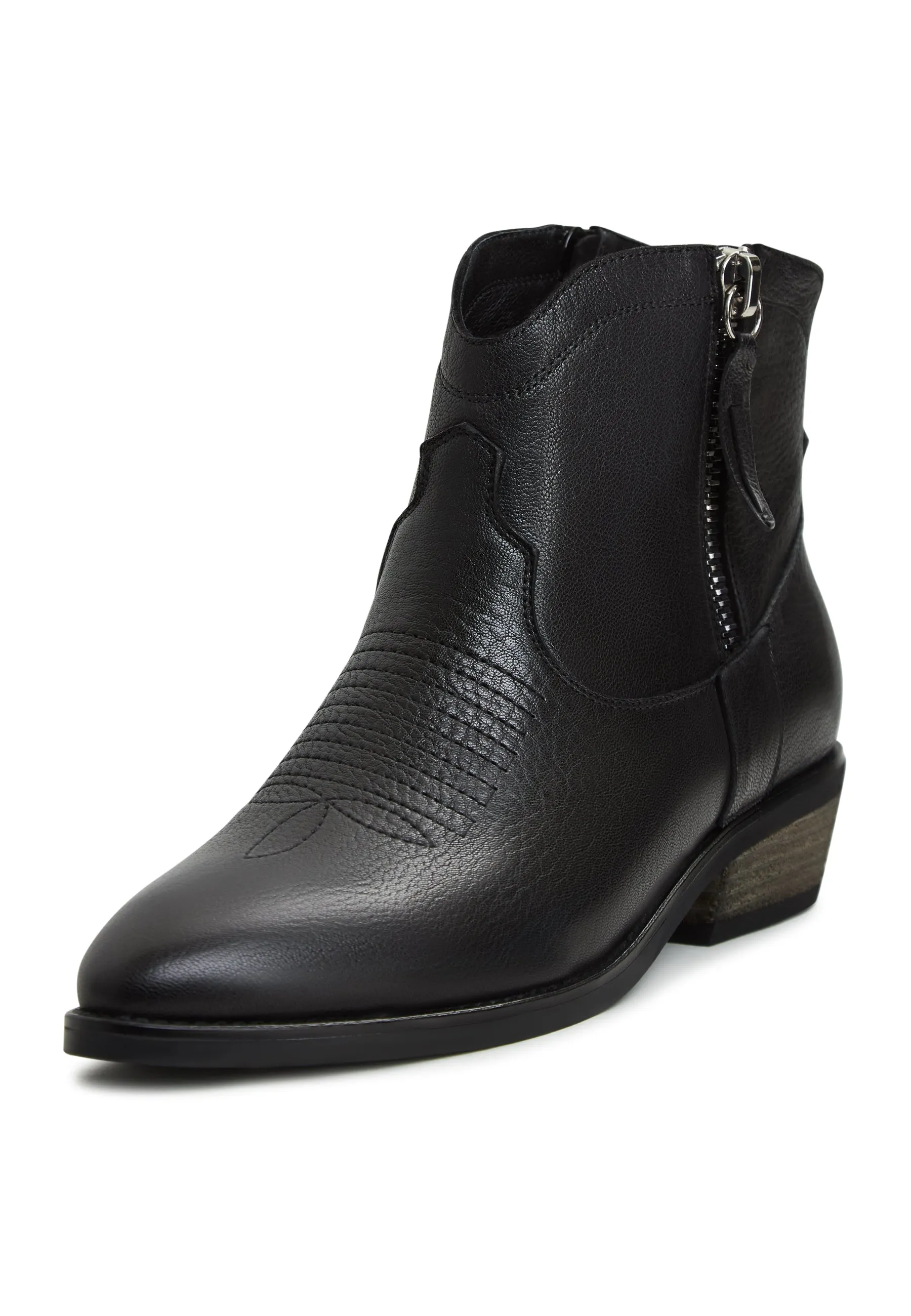 Leather Cowboy Boots Vicky - Black