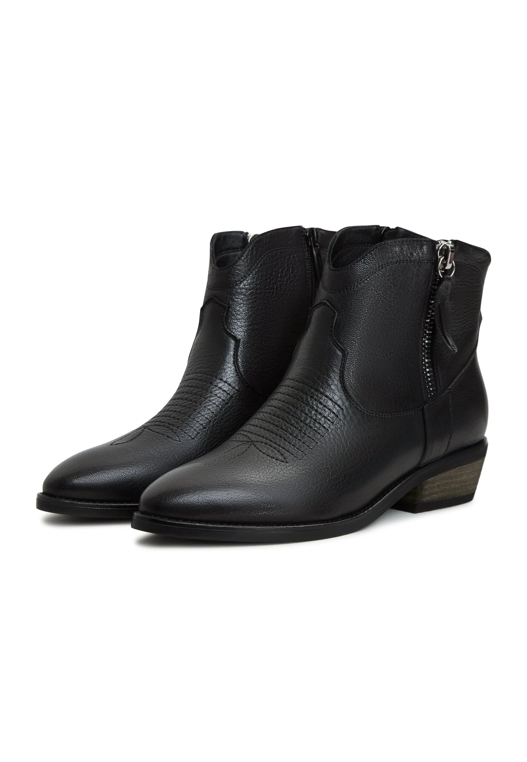 Leather Cowboy Boots Vicky - Black