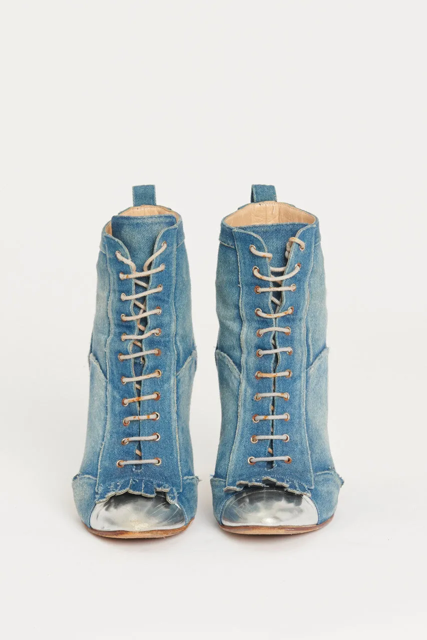 Manolo Blahnik for Christopher Kane Rare Preowned Denim Boots