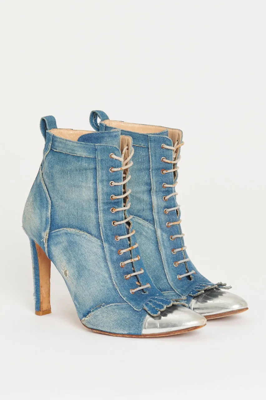 Manolo Blahnik for Christopher Kane Rare Preowned Denim Boots