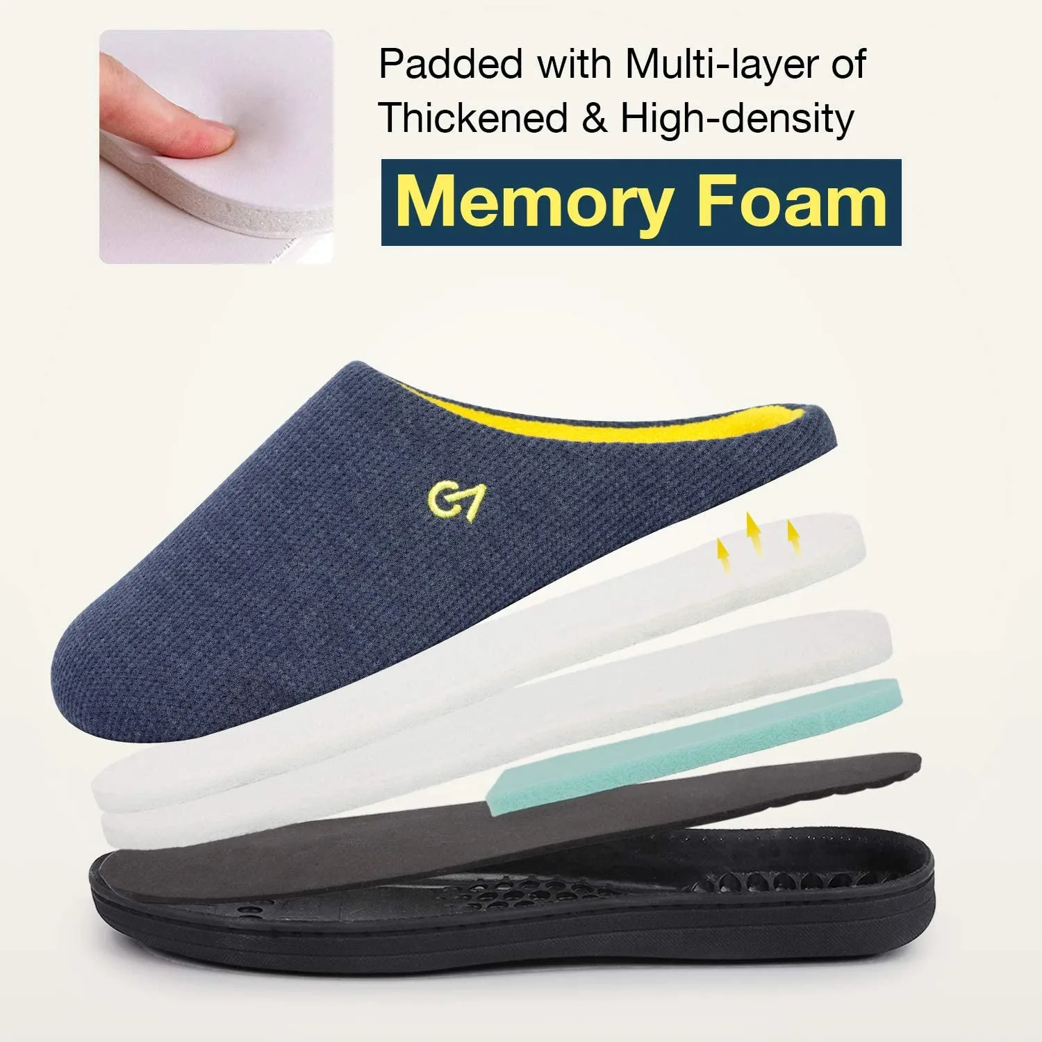 Men's Two-Tone Memory Foam Slippers