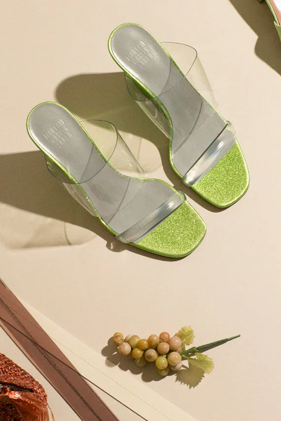 Metallic Lime Olympia Wedge