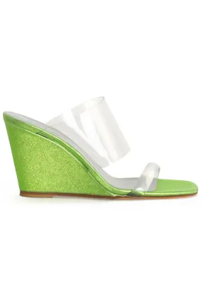 Metallic Lime Olympia Wedge