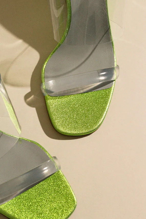 Metallic Lime Olympia Wedge