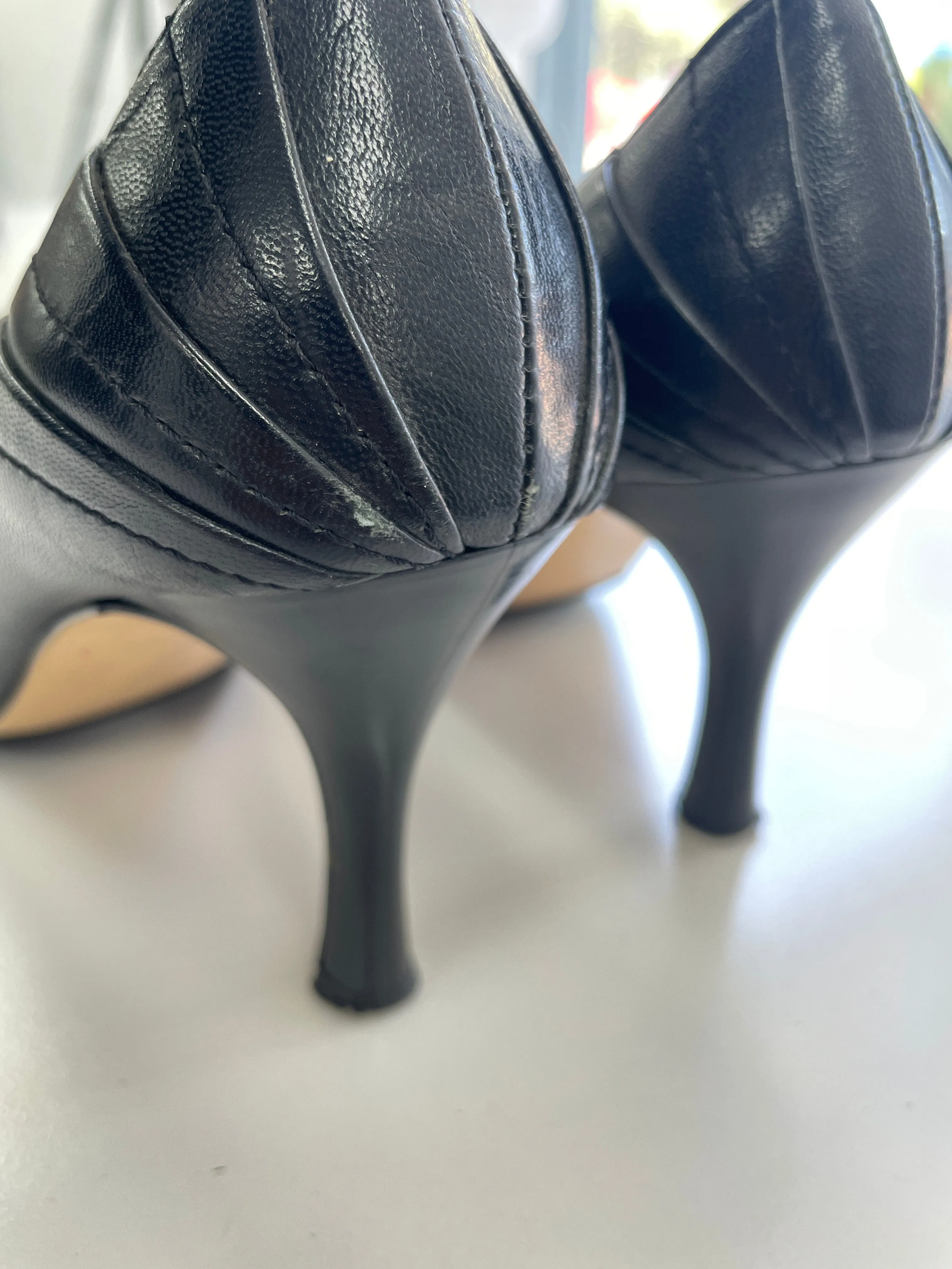 Peep-Toe Black Stiletto Heels