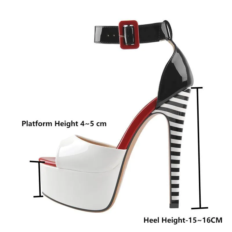 Peep Toe Platform Shoes Thin Heels Ankle Strap Heels