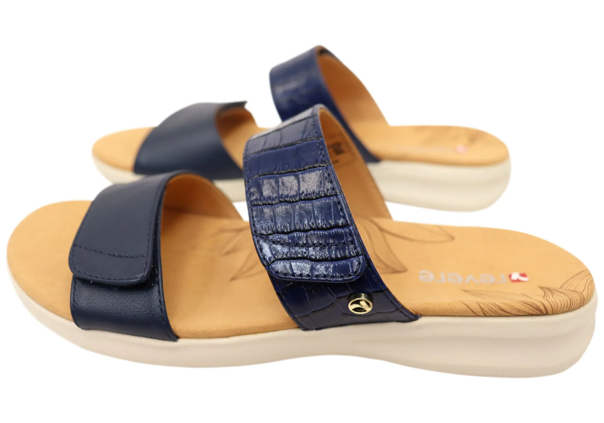 Revere Seaside Womens Comfortable Supportive Leather Slides Sandals