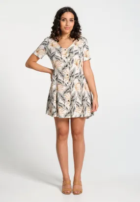 Robe femme courte coupe evasée à imprimé fleuri