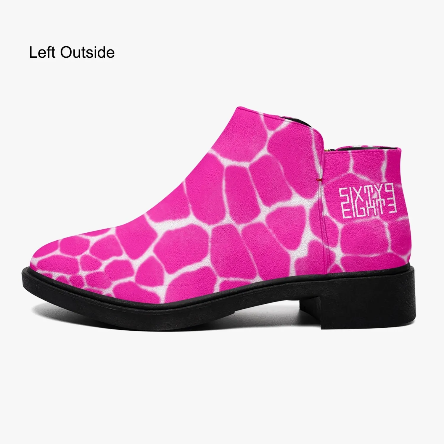 Sixty Eight 93 Logo White Boa Fuchsia Crème Suede Zipper Boots