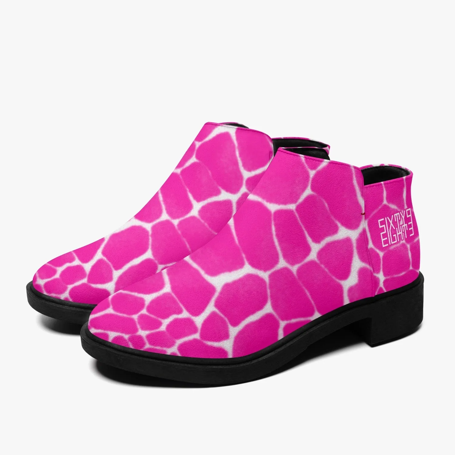 Sixty Eight 93 Logo White Boa Fuchsia Crème Suede Zipper Boots