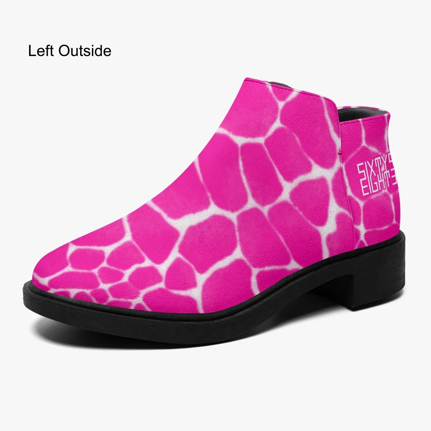 Sixty Eight 93 Logo White Boa Fuchsia Crème Suede Zipper Boots