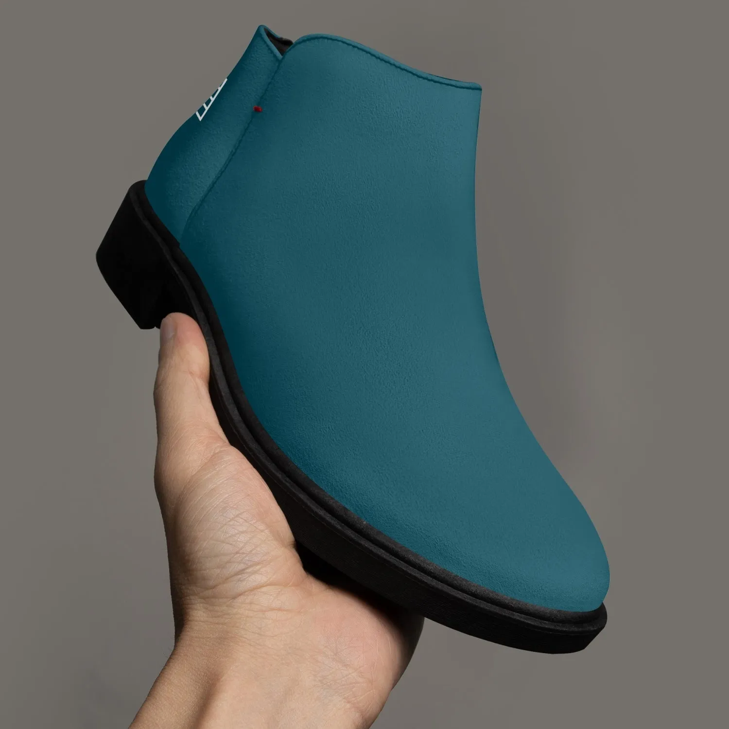 Sixty Eight 93 Logo White Dark Teal Suede Zipper Boots