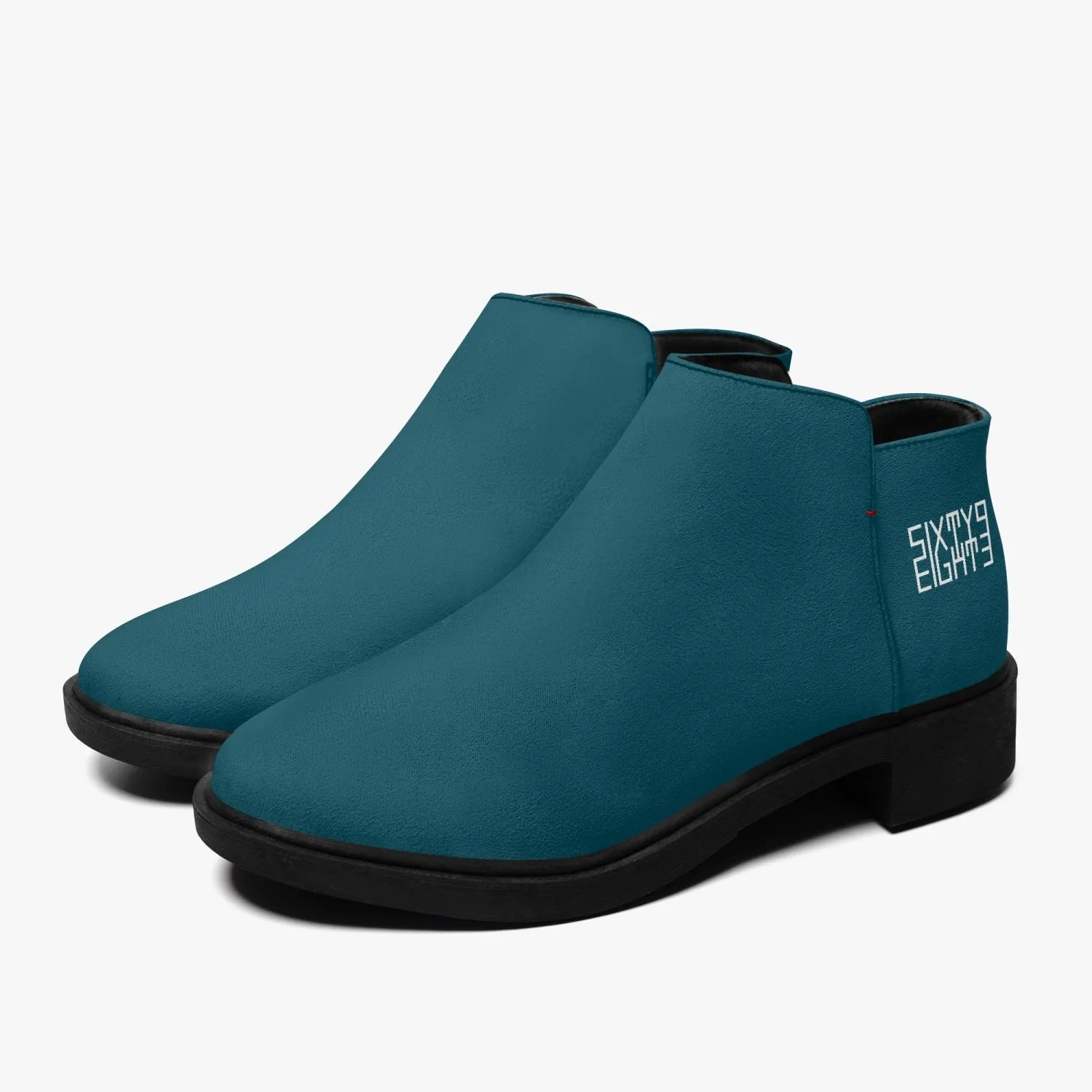 Sixty Eight 93 Logo White Dark Teal Suede Zipper Boots