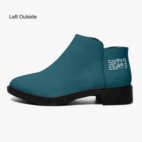 Sixty Eight 93 Logo White Dark Teal Suede Zipper Boots