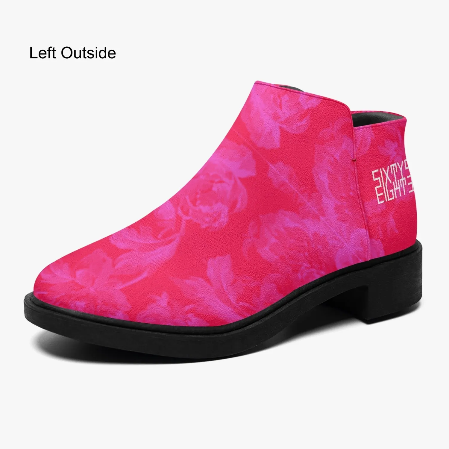 Sixty Eight 93 Logo White Floral Red & Pink Suede Zipper Boots