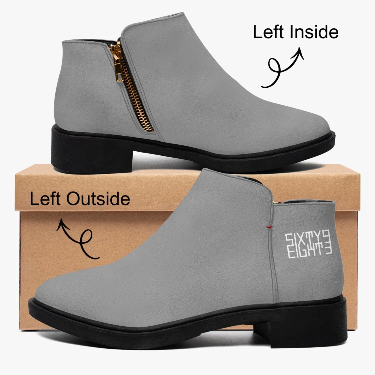 Sixty Eight 93 Logo White Grey Suede Zipper Boots