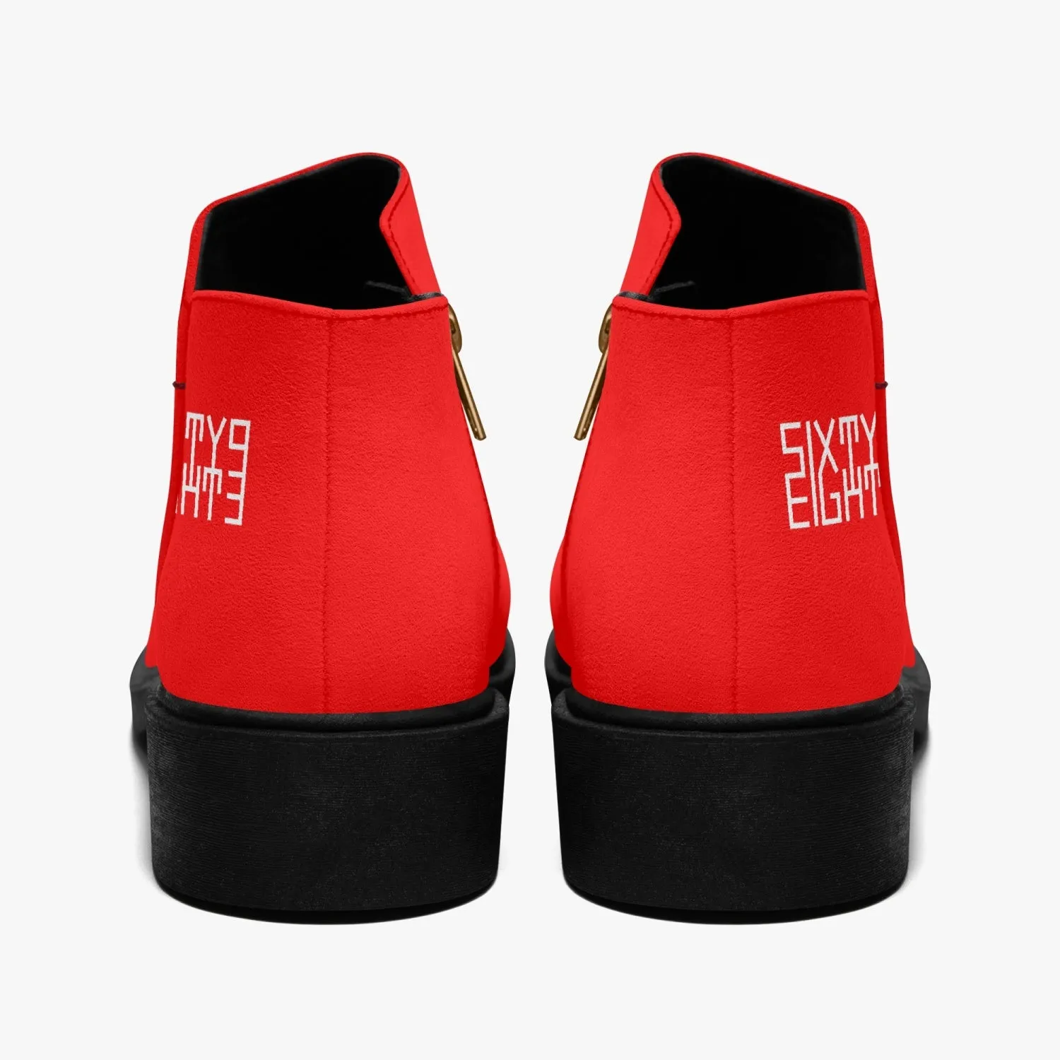 Sixty Eight 93 Logo White Red Suede Zipper Boots