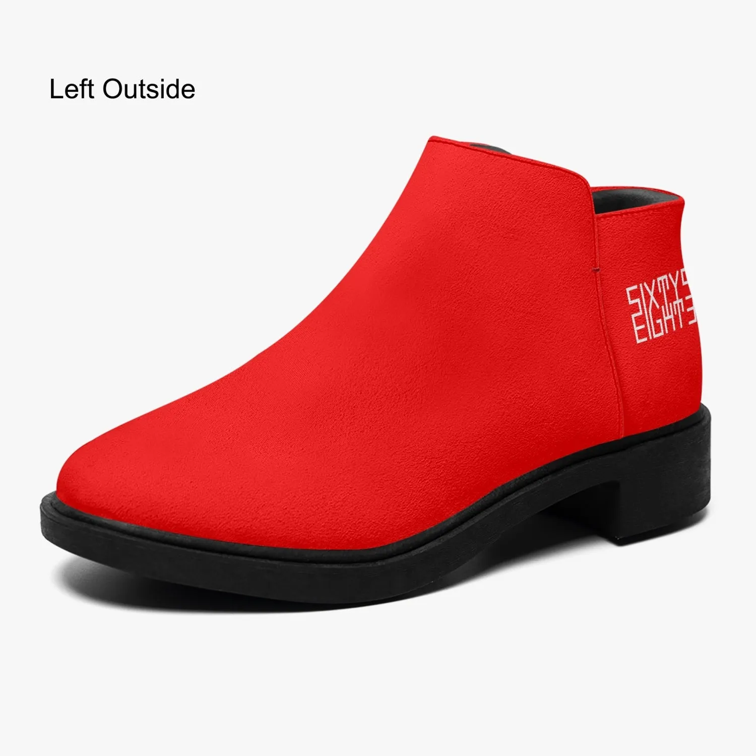 Sixty Eight 93 Logo White Red Suede Zipper Boots