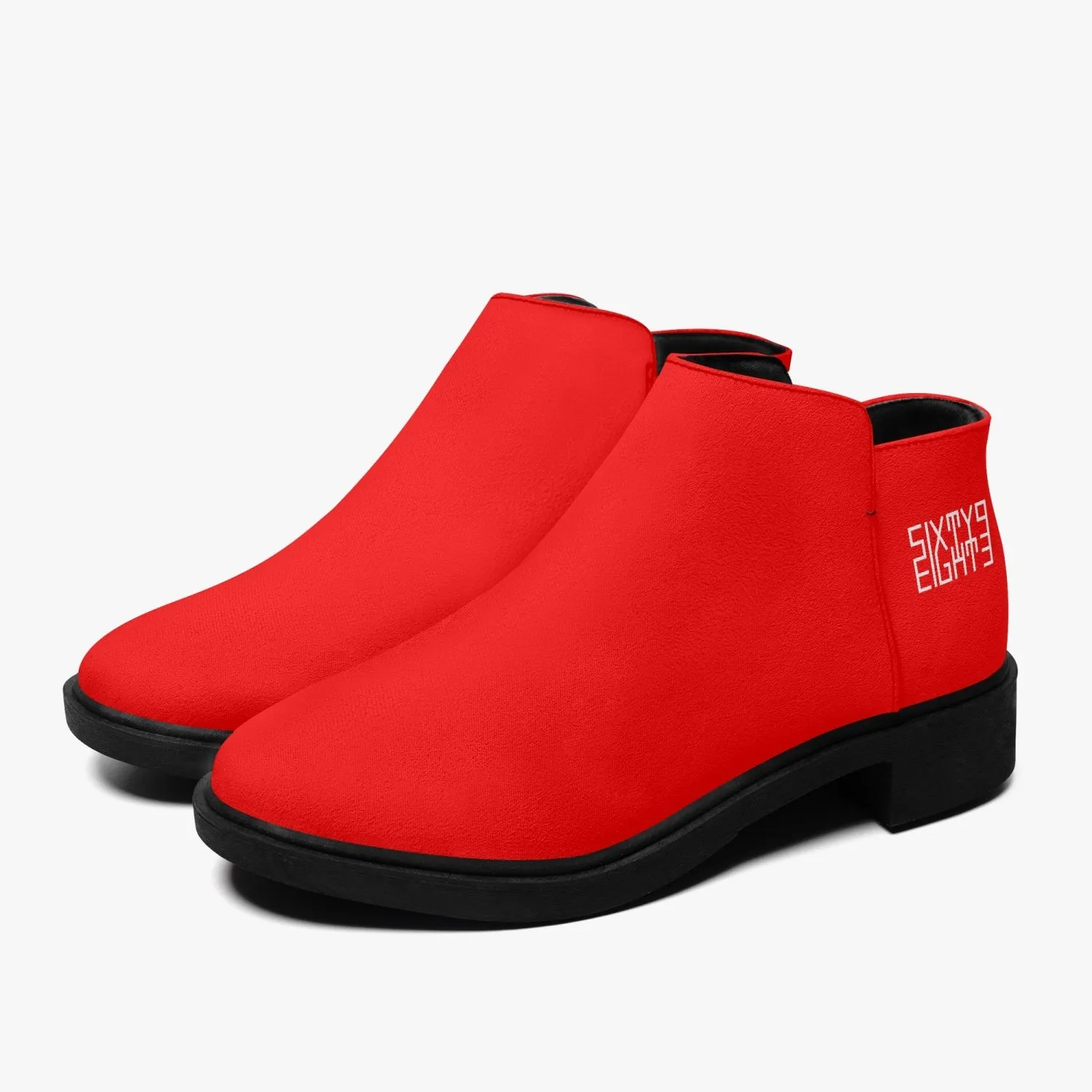 Sixty Eight 93 Logo White Red Suede Zipper Boots