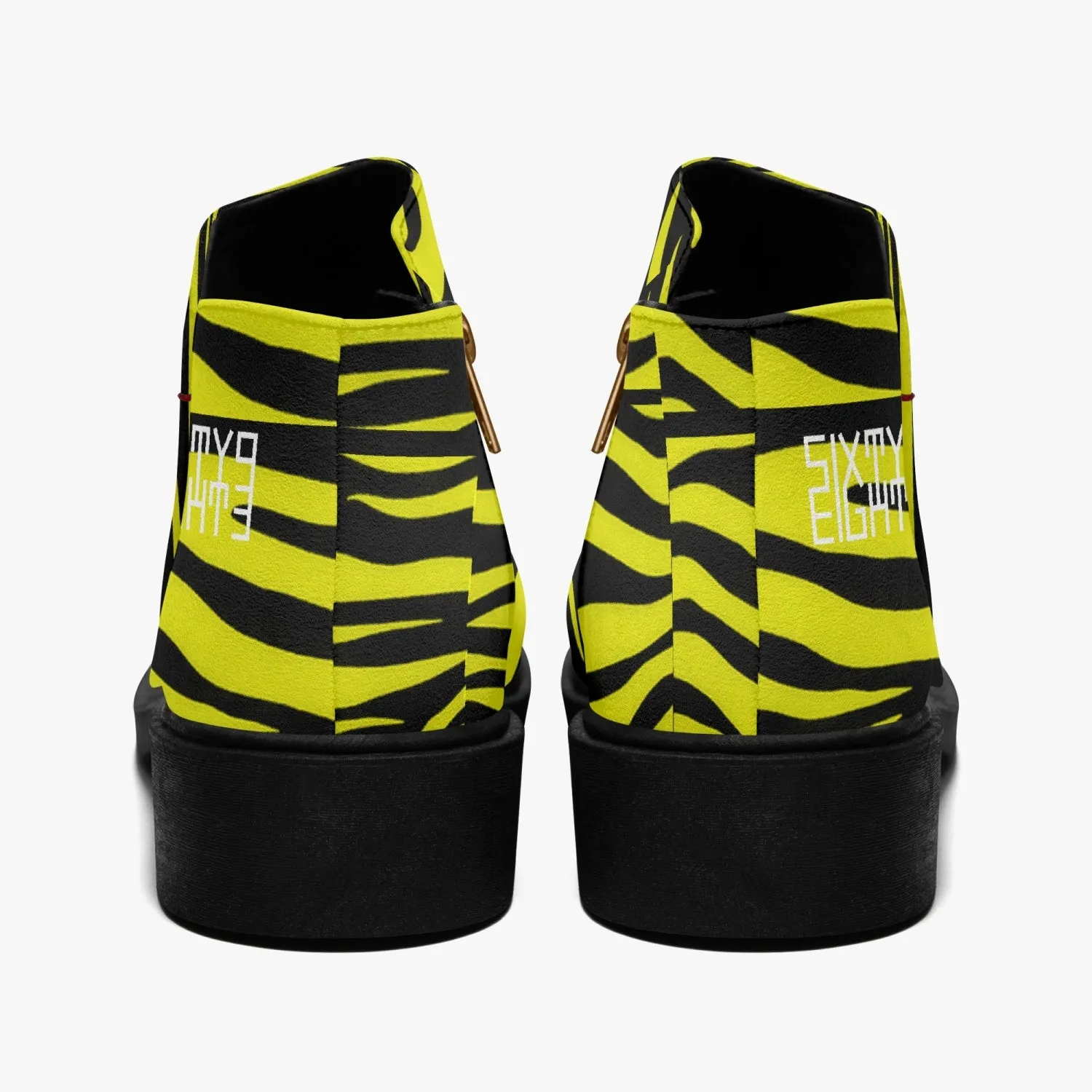 Sixty Eight 93 Logo White Zebra Black Lemonade Suede Zipper Boots