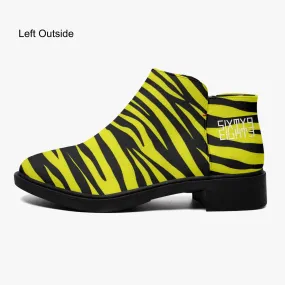 Sixty Eight 93 Logo White Zebra Black Lemonade Suede Zipper Boots