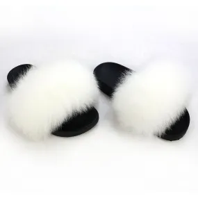 Snow White Polar Fox Fur Slippers