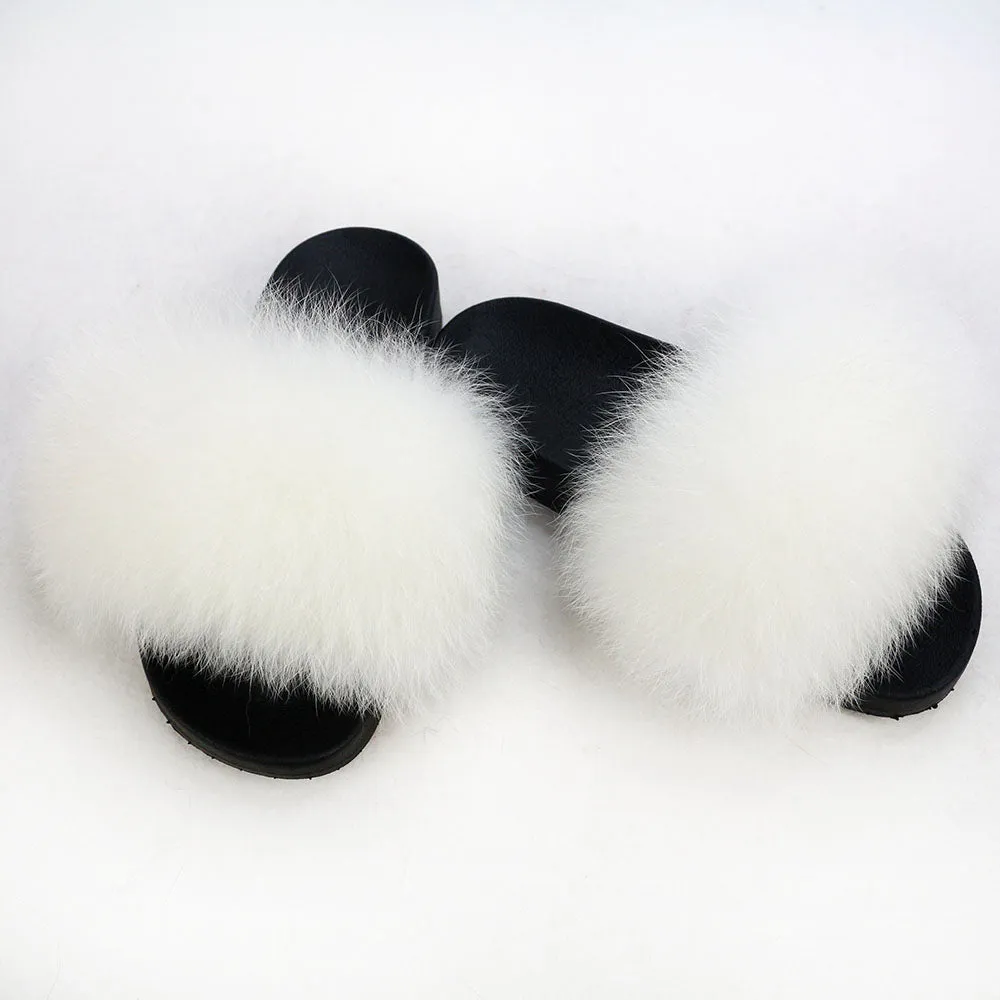 Snow White Polar Fox Fur Slippers