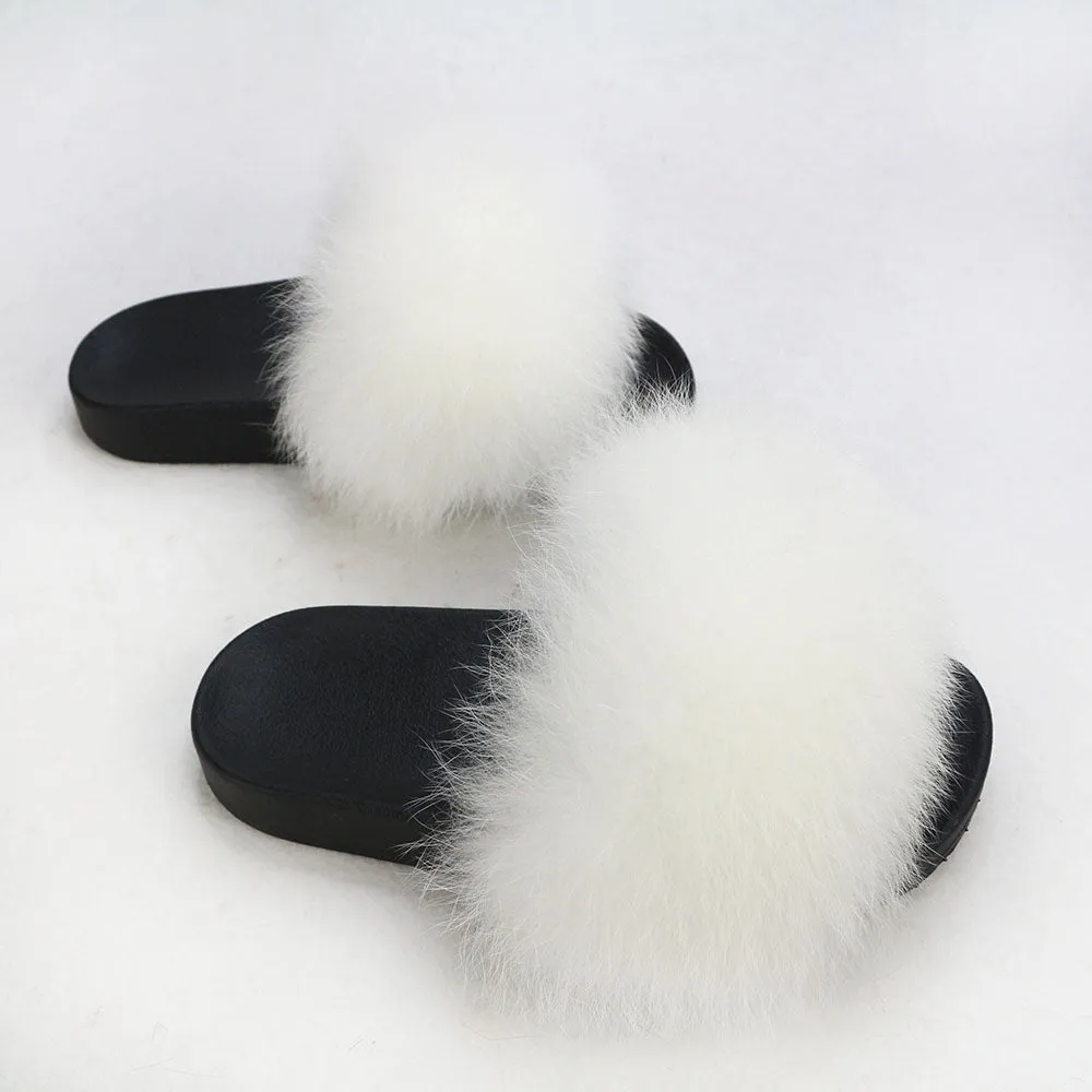 Snow White Polar Fox Fur Slippers