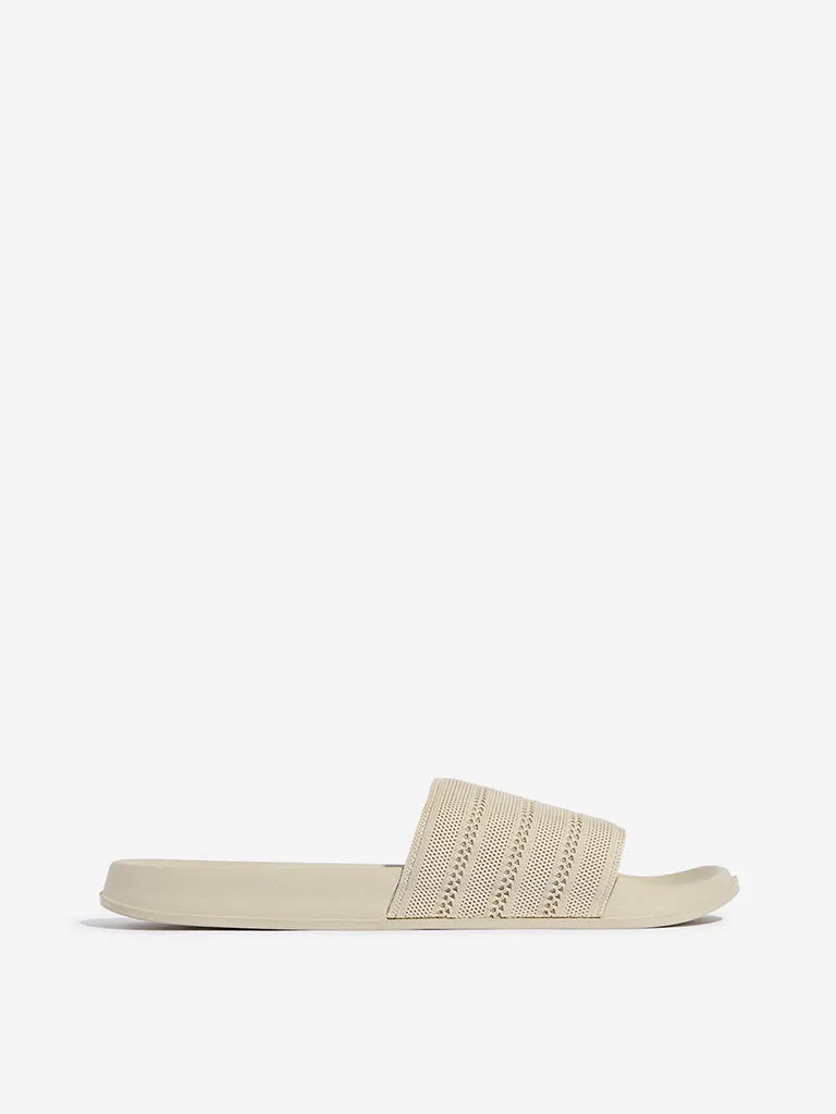 SOLEPLAY Beige Knit-Textured Slides