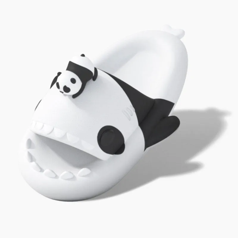 The Panda Charms Design Shark Slippers Slides Unisex Sizing