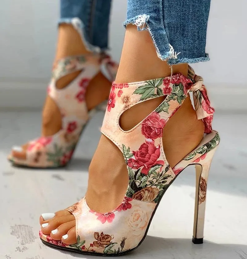 Women Ankle Strap Peep Toe High Heels Sandals